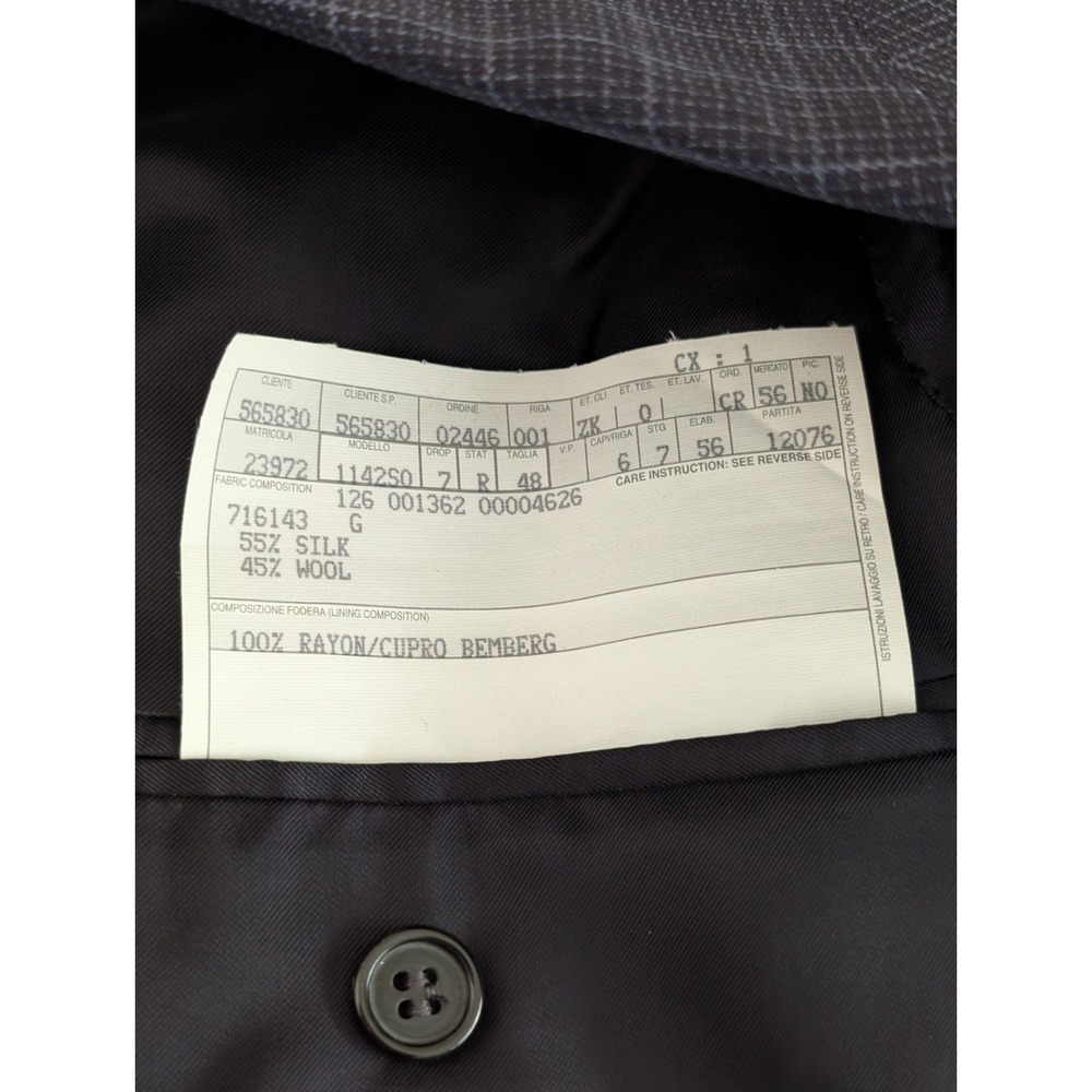 Ermenegildo Zegna Wool Blazer Men's 38R Saks Fifth Avenue Check Navy Jacket - Picture 15 of 16